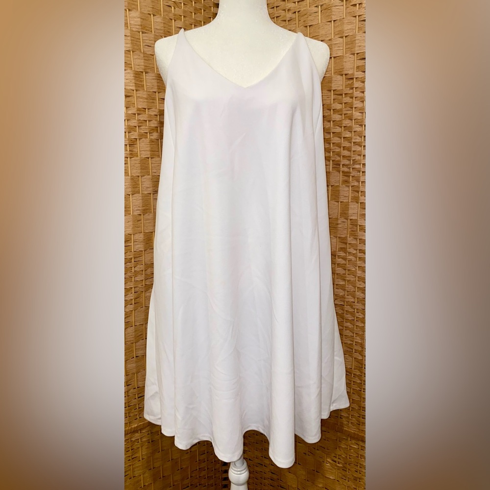 ABS COLLECTION Summer White Party Cutout Racerback Swing Dress - Sz L - NWT